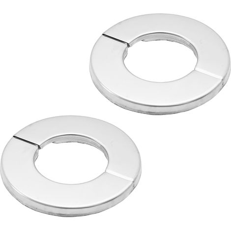 Set aus 2 geschlitzten Rohrabschlussmanschetten (32 mm / 1,25 Zoll Durchmesser) aus Edelstahl 304 – Selbstklebende runde Rosettenabdeckung für Wasserleitungen (Küche, Badezimmer, Waschküche) (1/5)