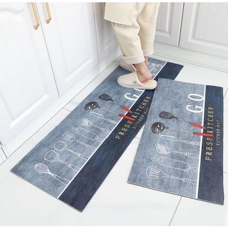 Tapis de Cuisine,Tapis Antidérapant Cuisine,Lavable,Antidérapant&Antistatique,Tapis Couloir pour Salle à Manger,40x60cm+40x120cm (1/4)