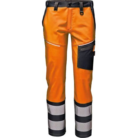 SIR SAFETY SYSTEM MISTRAL STRETCH Pantalon de travail haute visibilité orange gris Taille 48