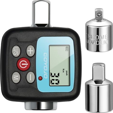 Clé Dynamométrique Numériques 1/2" 1/4" 3/8" Adaptateurs Haute Précision 4 Unités de Couple Écran Rétroéclairé Parfait pour Automobile Vélo Moto Bricolage et Réparation à Domicile (30 N.m)
