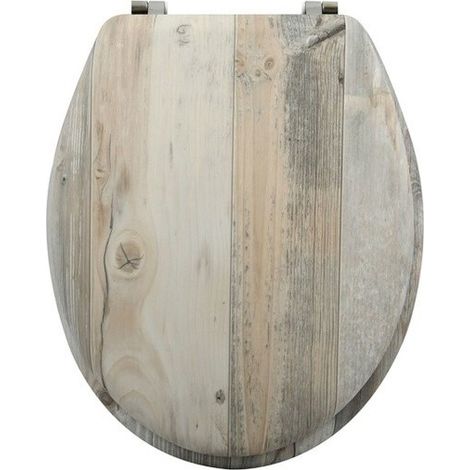 MSV – Abattant wc MDF beige – Charnières inox – Surface hygiénique et facile à nettoyer – Dimensions 42,5x36,5x5cm