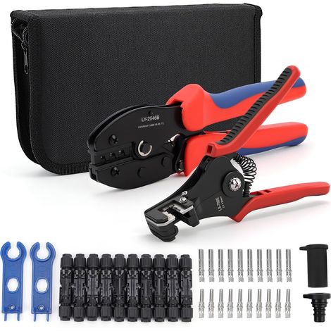 Kit d'outils de sertissage solaire, poignée en PVC, kit d'outils de sertissage de connecteurs solaires industriels multifonctionnels et résistants à la pluie (1/5)