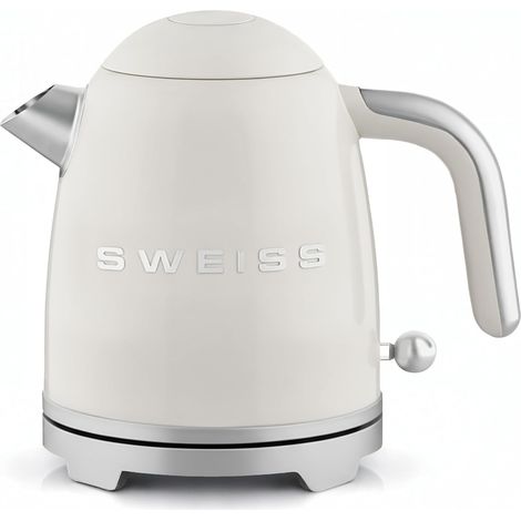 Bouilloire électrique vintage KTS8, 1L, Inox compacte pratique 1000W, Ébullition rapide, Niveau d'eau visible et gradué, Arrêt automatique, Base pivotante 360°, Beige (1/5)