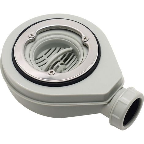 Desagüe de ducha extraplano fino para platos de ducha extraplanos ø90 con membrana y cúpula ABS, color gris (1/4)