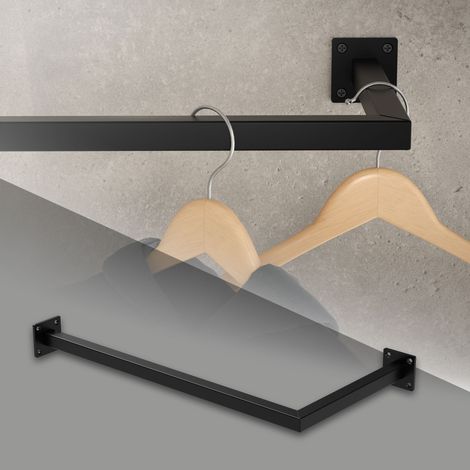 ML-Design Perchero de Pared 60 x 30 cm Negro de Acero Inoxidable en Forma de L para Vestidor Barra de Almacenamiento de Esquina Perchero para Ropa o Utensilios de Cocina Incl. Material de Fijación (1/5)