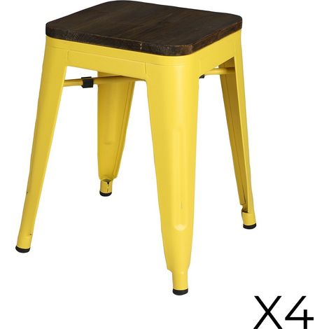 Set di 4 sgabelli in stile industriale in metallo, colore giallo – Collezione FACTORY. (1/4)