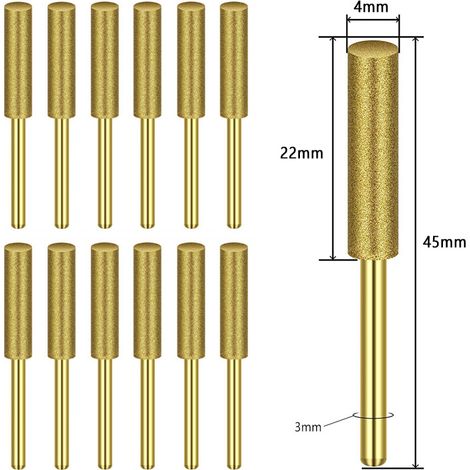 Accessoires de chaîne, chaîne de diamant en titane plaqué diamant meules de meulage de bord de diamant plus nettes pour bijoux en pierre de tronçonneuse, 12 pièces 4.8mm (1/2)
