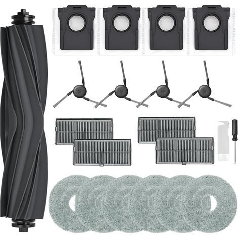 Accessoires pour Dreame L10s Ultra Gen 3/Mova P50 Pro Ultra/X40 Ultra/L40 Ultra/X40 Ultra Complete/X40 Master, 1 Brosse Principale, 4 Filtres, 4 Brosses Latérales, 4 Sacs, 6 Serpillières