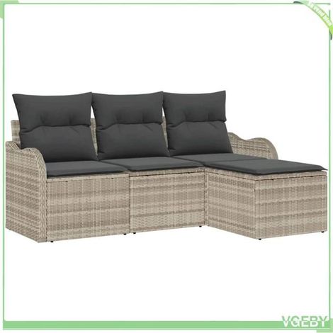 Ensemble de canapé de jardin - FAFEICY - Modulaire - Gris clair - Poly rotin - Résistant aux intempéries (1/5)