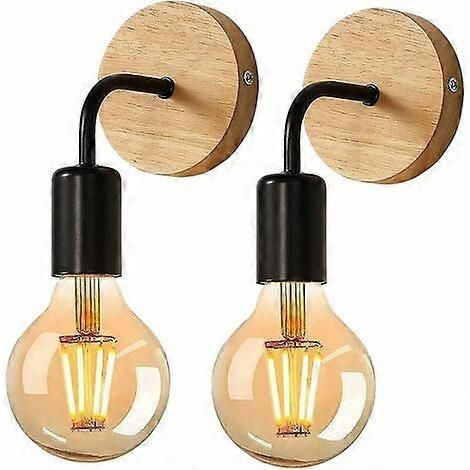 2 Pack Vintage Wall Sconces, Wooden Sconces, Vintage Metal Sconces for Living Room, Bedroom, Industrial Decoration (1/5)
