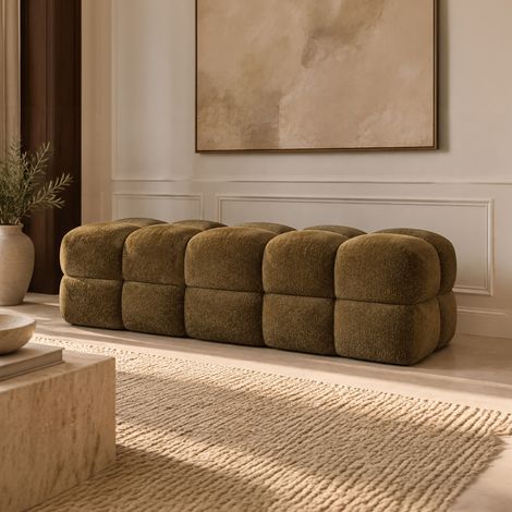 Banc bubble 137x43x45 cm en tissu kaki (1/5)