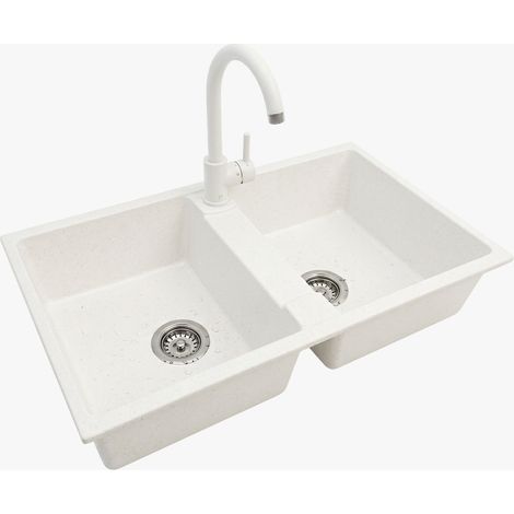 Lavello Staylux con 2 Vasche e miscelatore colore Bianco 8651B-B