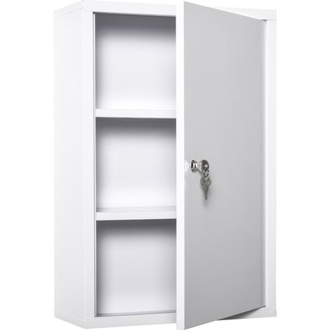 Armario de primeros auxilios con cerradura de acero blanco 40 x 18 x 60 cm (1/5)
