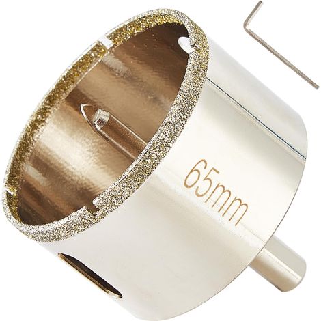 Scie cloche diamant de 65mm avec foret pilote, pointe pour carrelage de 65mm avec foret de guidage au centre pour verre, porcelaine, carrelage, céramique, marbre et granit (1/5)