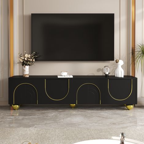 TV Möbel Lowboard aufbewahrung 170 cm Schwarz HAVRYA (1/5)