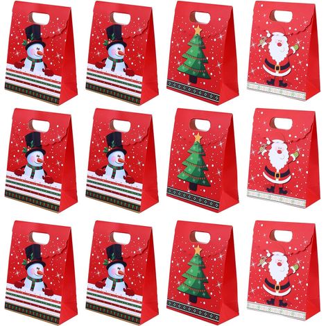 15pièces Pochettes Cadeaux Noël pour Bonbons Emballage Festif et Attrayant Style Aléatoire (1/5)