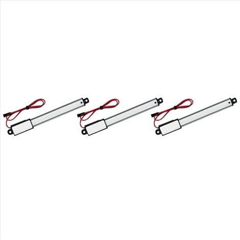 Set di 3 attuatori lineari in miniatura IP54 100 mm per finestre, motore 12 V, 30 mm/s (1/4)