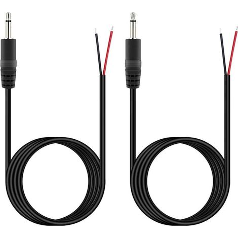 2 pcs Câble connecteur jack mono TS 2 pôles 3,5 mm mâle vers fil nu, 1,5 m, pour casque d'écoute (1/5)