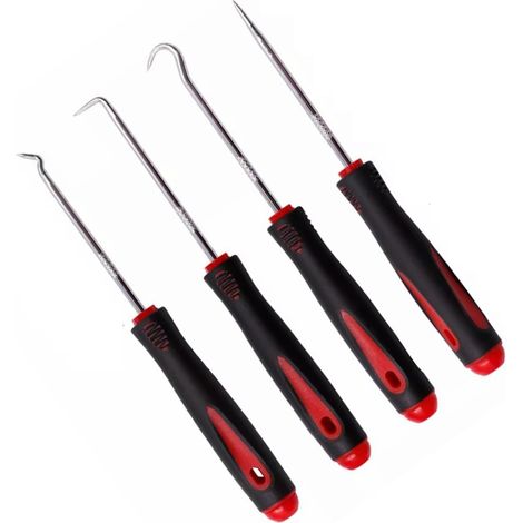 4 Pcs Jeu de Crochets et Tournevis Mécanique de Précision, Crochets Longue Portée, Outil à dégarnir l’Habillage de Porte Extracteur Joint Injecteur (1/5)