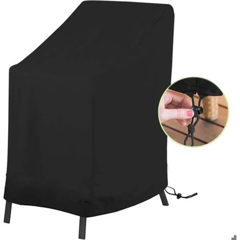 Housse chaise jardin Oxford 420D noire imperméable 120x65x65x80cm