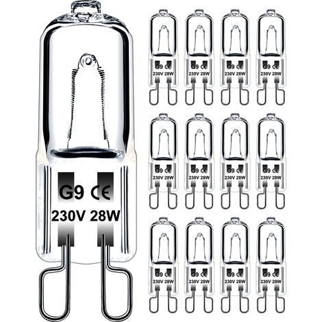 Ampoule G9 28W 230V Dimmable Blanc Chaud, Ampoule Halogène G9 Tolérance de 300°C, Ampoule Four G9 Pour Four Micro-ondes Cuisinière Plafonniers, Lot de 12 [Classe énergétique G] (1/5)