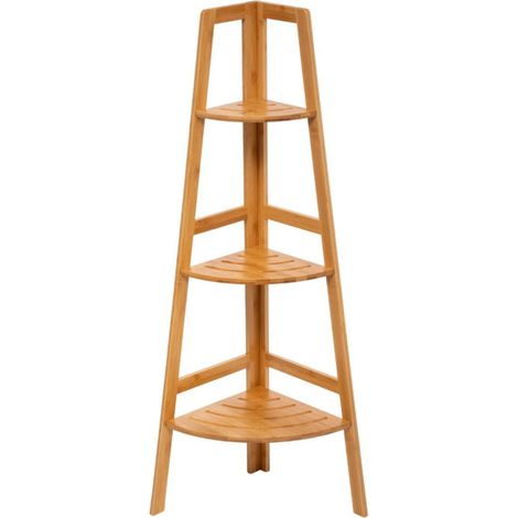 5Five Simply Smart – Étagère d'angle 3 niveaux en bambou 103cm – Charge max 3kg par étagère – À monter soi-même – Design pratique et tendance