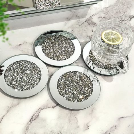Set mit 4 Glasuntersetzern mit Rautenmuster, gesplittert, Tischdekoration (10,2 cm) (1/5)
