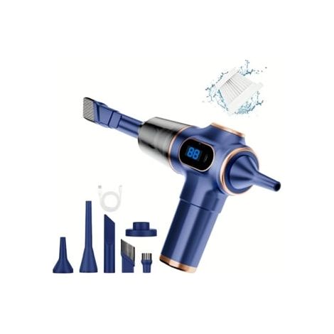 Aspirateur portable idéal pour la maison et la voiture, rechargeable par USB, bleu