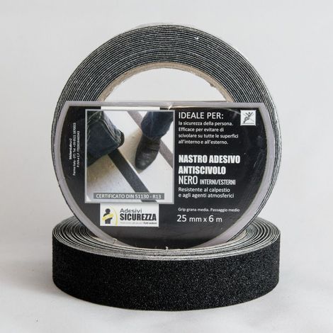 Nastro adesivo antiscivolo certificato colore nero in varie misure - Packaging: 25 mm x 6 mt ( 6 Rotoli) (1/2)