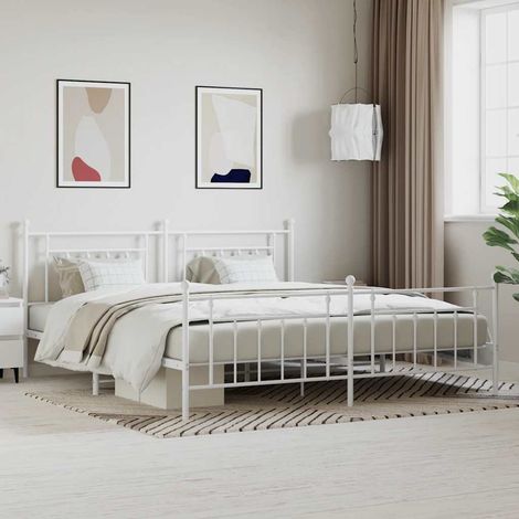 Estructura cama sin colchón con estribo metal blanco 200x200 cm (1/5)