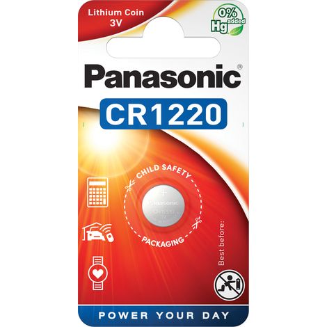 Blister da 1 pila a bottone al litio 3V Panasonic - CR1220, DL1220