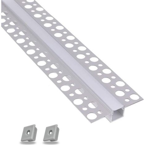 Evotrade – Profilé pour tube led 2 mètres – Aluminium – Encastrement discret avec diffuseur opalin – Lumière continue sans scintillement