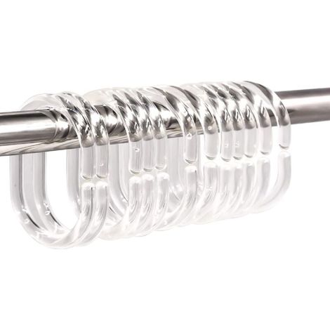Sollbry Lot de 12 anneaux de rideau de douche en plastique, crochets de rideau de douche, anneaux en forme de C, crochet de suspension (1/4)