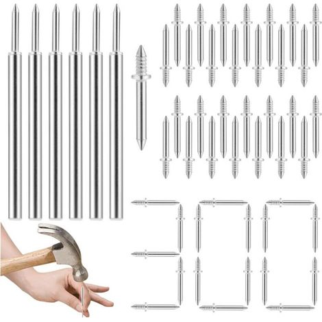 300PCS Clous sans Couture à Double Tête pour Plinthes, Clou à Double Tête pour Plinthes sans Traces, Vis de Sécurité Invisibles, Clous en Corne de Mouton pour Fil de Plinthe Sans Soudure (1/5)