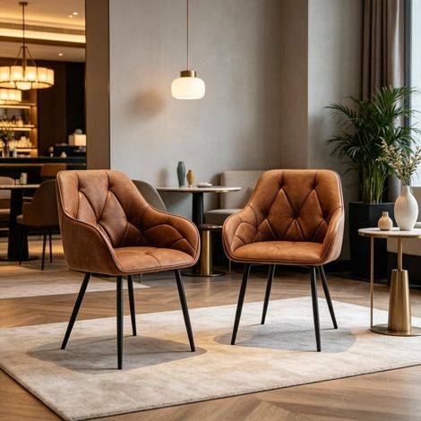 Fauteuils à accoudoirs, Fauteuils à accoudoirs confortables, Chaises rembourrées confortables, Chaises de salle à manger modernes, Set de chaises modernes avec dossier ergonomique (uniquement avec 2 c (1/5)