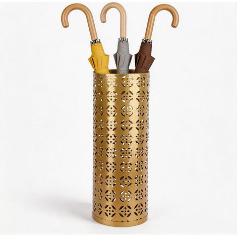 Porte-Parapluie, Porte-Parapluie en Métal à Motif de Cuivre Creux, Poubelle Gain de Place Anti-Corrode, pour Bureau D'entrée à Domicile (Grand) (1/5)