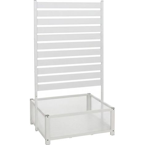 Bac en aluminium avec treillis HWC-P97, jardiniére avec espalier, 158 x 90 x 75 cm - blanc