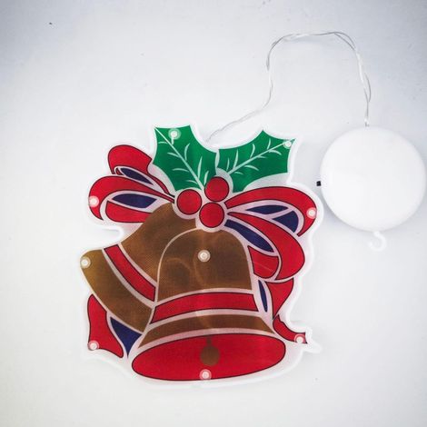 Weihnachtslichter mit Saugnäpfen zum Aufhängen an Fenstern, LED-Weihnachtslichter mit Saugnäpfen zur Dekoration von Fenstern und Türen. Christbaumschmuck zum Aufhängen (Glöckchen).