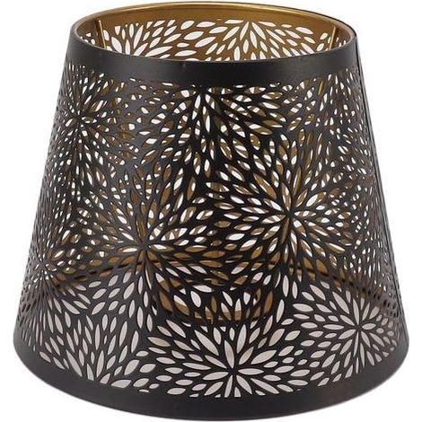 Schwarzer Metalllampenschirm mit goldfarbenem Innendesign – Höhe 15 cm – Durchmesser 19 cm – E27-Fassung für Decken- oder Tischleuchte (1/5)
