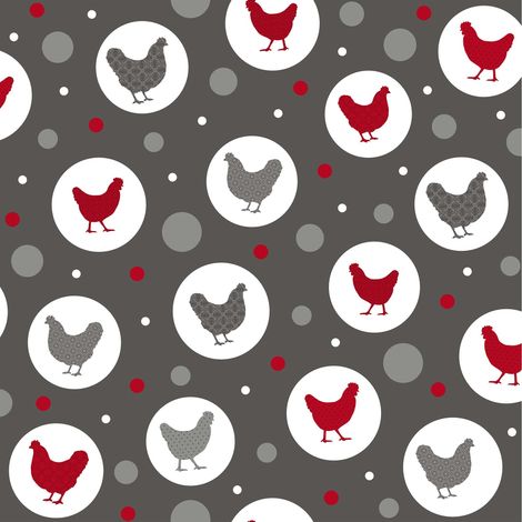 Nappe Toile cirée au mètre Poule suzette anthracite (1/2)