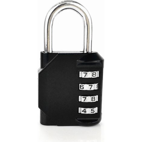 Cadenas à combinaison (noir) pour armoires, code à 4 chiffres, idéal pour la salle de sport.