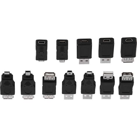 Lot de 12 adaptateurs USB 2.0 multiples, convertisseurs micro/mini mâles et femelles (1/5)