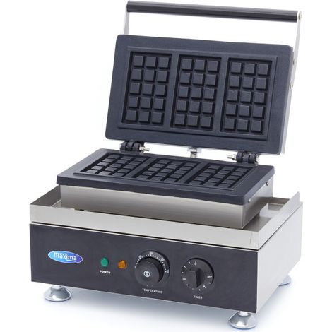 Gaufrier professionnel - 3 gaufres - Belge - Thermostat réglable - Maxima (1/5)