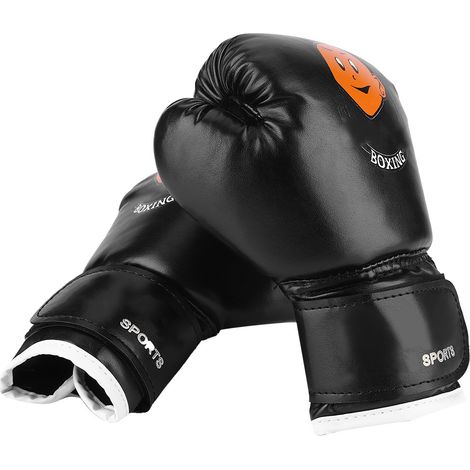 Gants de boxe pour enfants (Muay Thai, sparring, coups de poing, kickboxing, grappling, sac de sable, noirs) (1/5)
