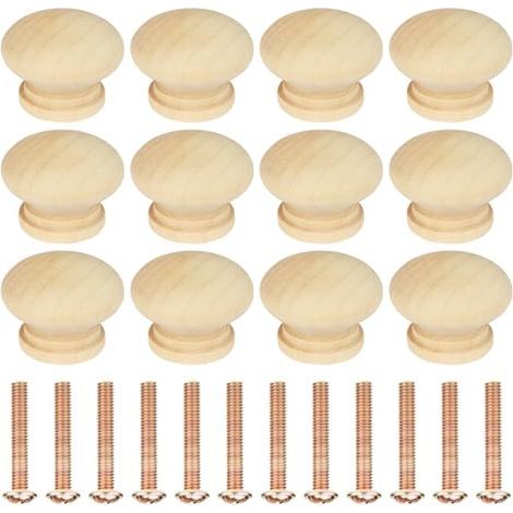 12pcs Poignée Meuble en Bois, Boutons de Meuble, Boutons de Portes pour Placards, 35 mm Poignet de Tiroir, pour Décoration D'intérieur, Placard, Penderie, Tiroir, Armoires de Cuisine (1/5)