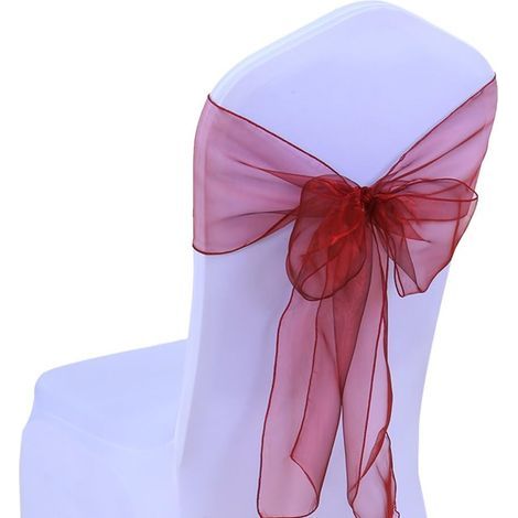 25pc Rubans en Organza Housse de Chaise nœuds Rubans nœuds de Mariage décoration de Ceremonie Fête événement Anniversaire 17 x 275cm 22 Colours(Non inclure Les Housses de Chaise)--Bourgogne (1/5)