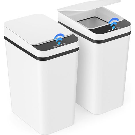 2 Poubelle Salle Bain, Electrique 12 L avec Capteur Automatique, 3 Modes de Fonctionnement, Poubelle Intelligente étanche et Silencieuse, pour Cuisine, Bureau, Toilette (1/5)
