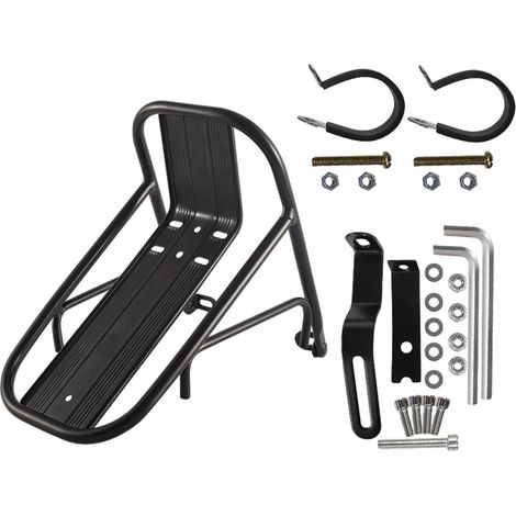 Porte-bagages avant de vélo – Antidérapant, résistant à l'eau  Porte-bagages avant de vélo résistant à la rouille, porte-bagages épais pour paniers de vélo, excursions de bagages