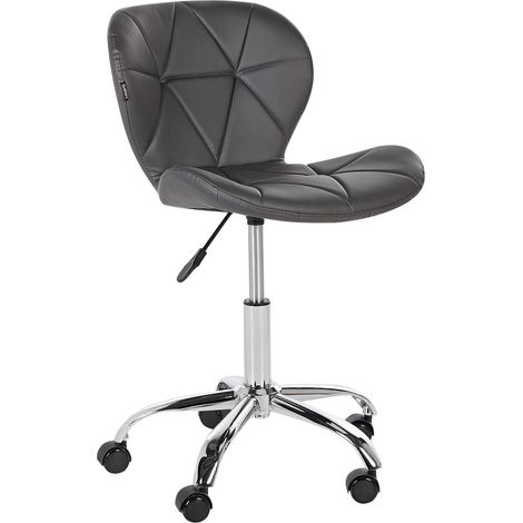 Silla de oficina tapizada piel sintética base plateada regulable gris grafito Valetta
