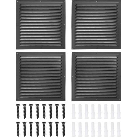 4Pcs 12"x12" Grille De Ventilation Pignon En Aluminium Noir (1/5)